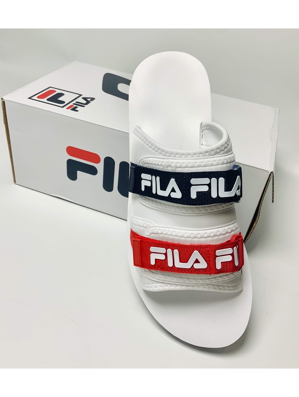 Men's Fila Utility Slide White | Navy | Red Sandals NWT